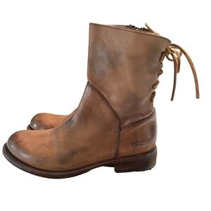 BED STU Women’s CHESHIRE BOOT Tan Glove Leather Lace Up Detail Combat Boots 8